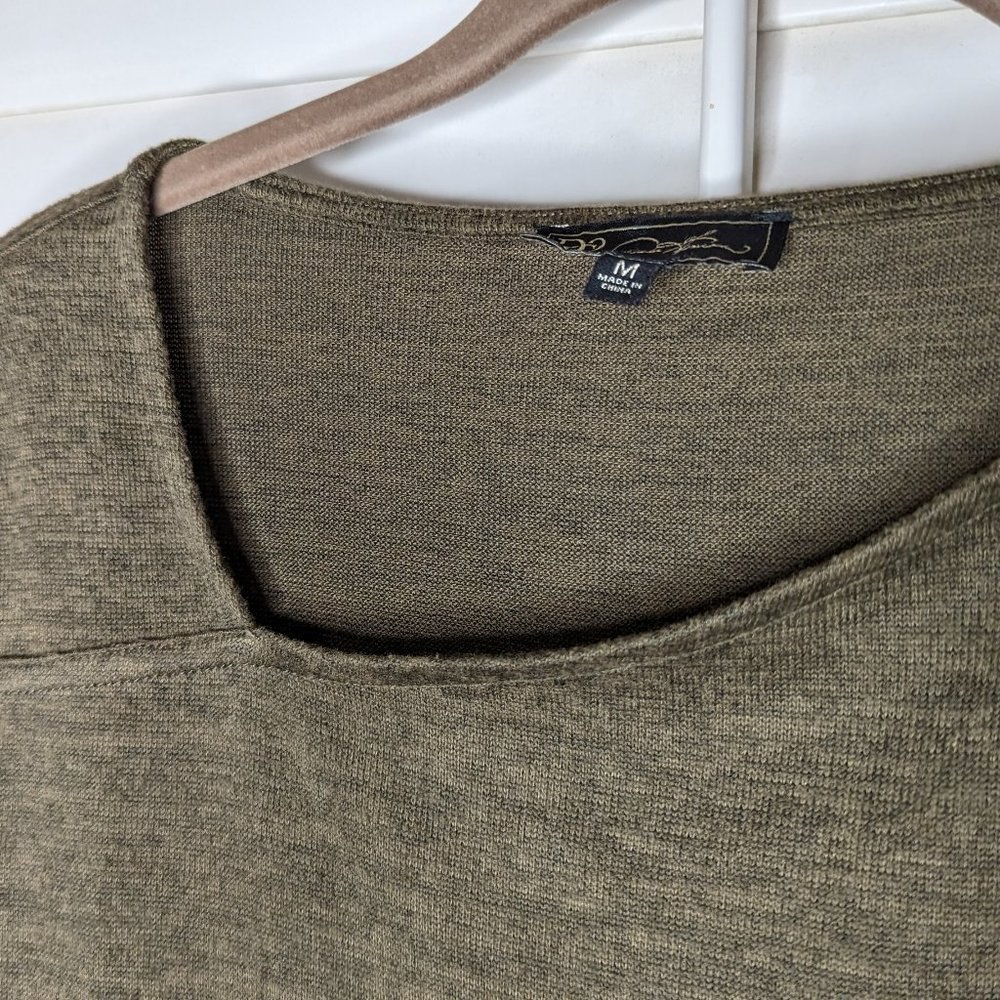 DG2 by Diane Gilman Olive Sweaterknit Asymmetric Top